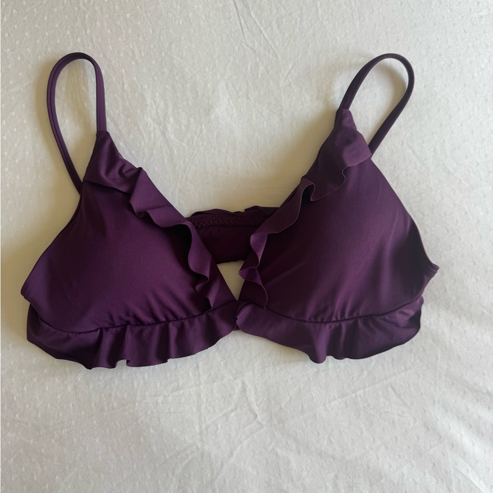 BECCA Purple Ruffled Bikini Top